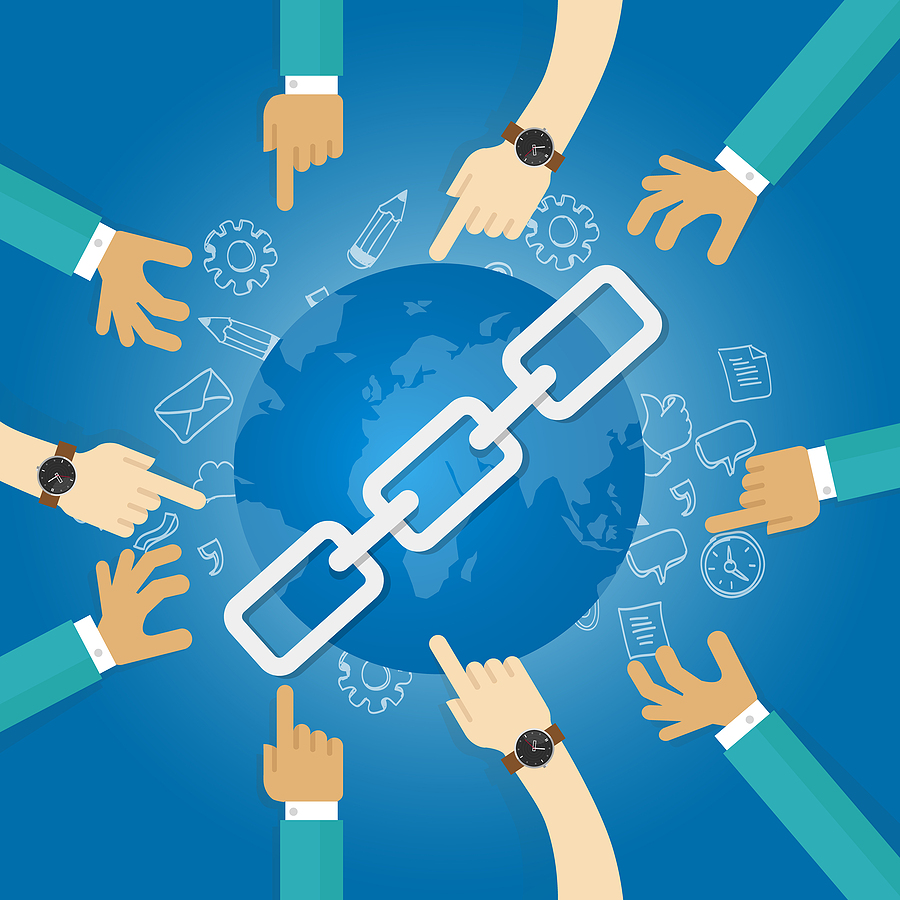 link building seo search engine optimization world connect hands